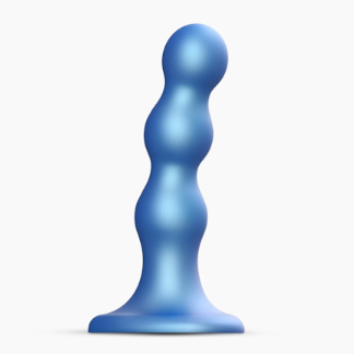 Blue silicone anal dildo plug on a white background
