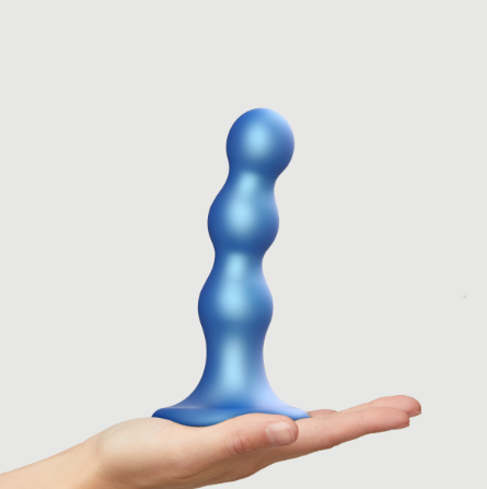 Metallic Blue Dildo Balled Plug