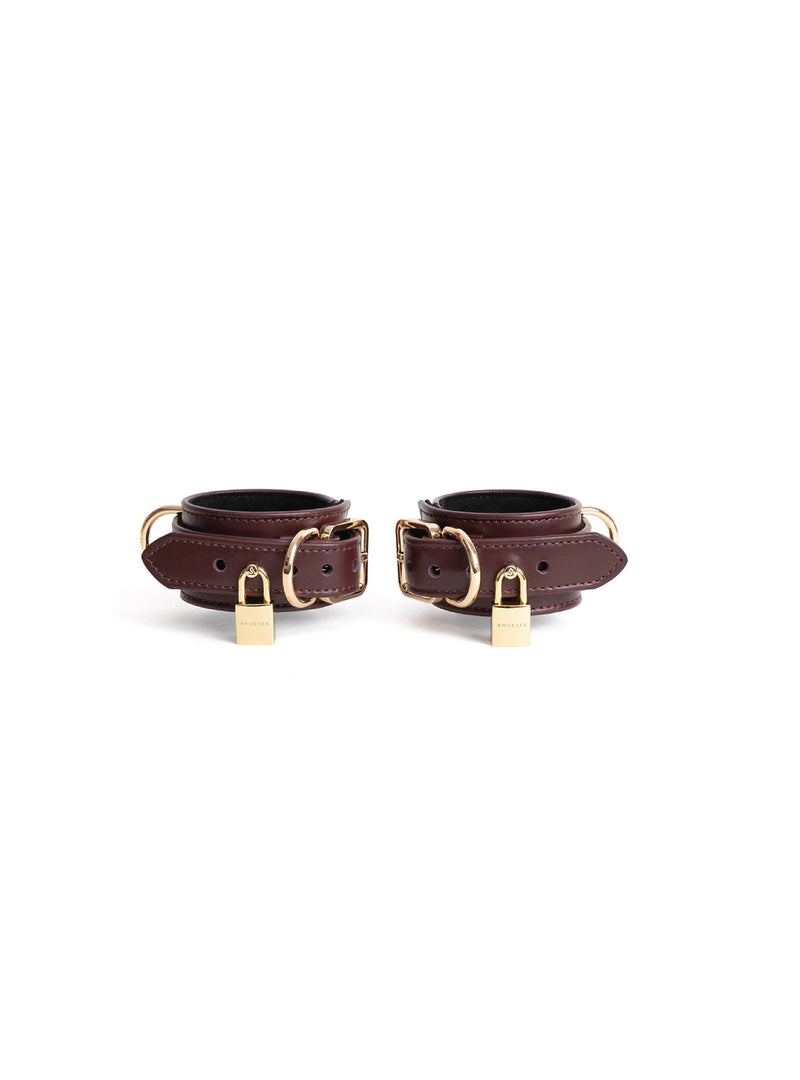 Estrid Leather Hand Cuffs in Burgundy